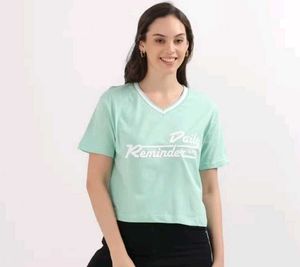 Viveza Light Green Oversized Crop Top