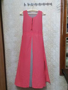 Coral Sleeveless Front Cut Out Dress