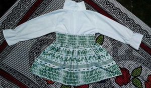 White & Green Mini Dress