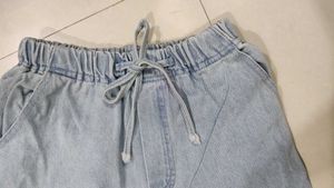 Light Wash Denim Cargo Pants