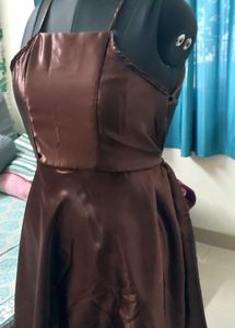 Satin Frock Cofee Brown