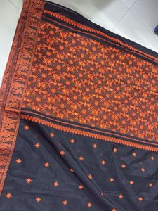 Elegant Black &amp; Orange baluchuro saree