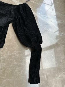 Black Velvet Crop Top From Zara