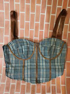 Plaid Bustier Top