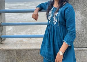 Blue Embroidered Kurta Set