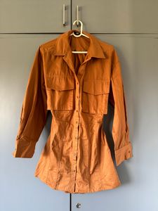 Burnt Orange Shirt Dress - Zara