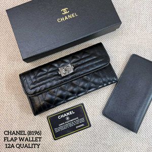 CHANEL BOY BLACK CAVIER WALLET WD BOX