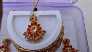 Elegant Red &amp; Gold Jewelry Set
