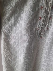 Schiffili work White Kurta &amp; Duppatta