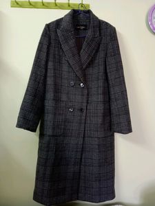 Long Overcoat Checked Pattern