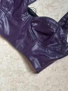 ZARA FAUX LEATHER BUSTIER TOP💜💟🟪