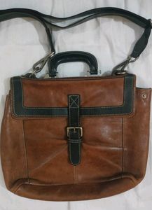 Used Genuine Leather Unisex Office Bag In Good Con
