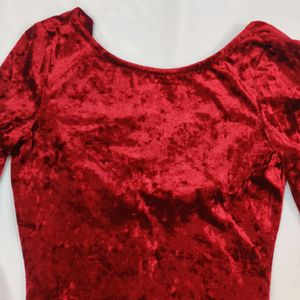 Velvet Wine Colour Bodycon Dress