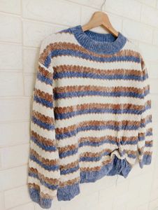 Striped Knit Pullover Sweater