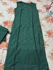 Green Embroidered Kurta Set