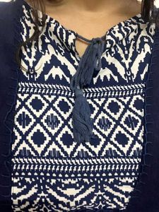Navy Blue Embroidered Kurti Top
