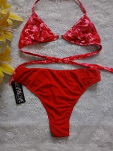 Red Floral Bikini Set