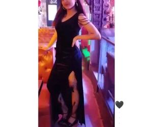 Elegant Black Maxi Dress with Thigh Slit