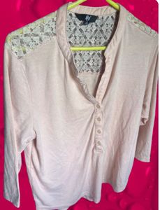 Peach Lace Back Tunic Top
