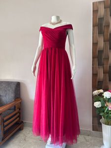 Aesthetic maroon A-line gown