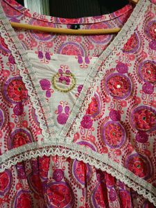 Pink Printed  Kurta Set With Dupatta