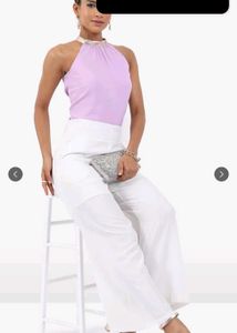 Lavender Halter Top with Gold Sequin Collar