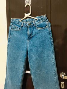 Blue Wide-Leg Denim Jeans