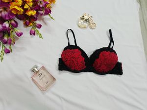 Red &amp; Black Lace Bra