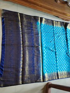 Blue &amp; Gold Silk Saree