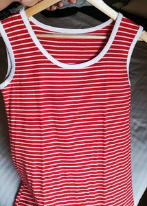 Red N White Striped Dress