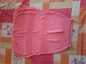 Peach Knit Top with Braided Detail