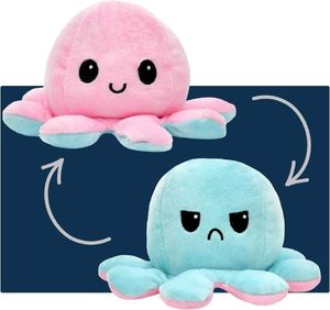 Reversible Octopus Plush Toy – Blue & Pink (17 cm)