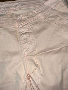 Peach Pink Straight Skinny Jeans