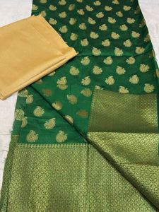 Green Paisley Banarasi Suit Material