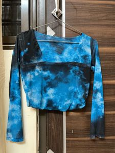 Blue Tie-Dye Long Sleeve Top