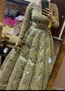 Elegant Gold Embroidered Anarkali