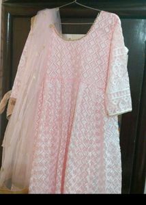 Chickenkari Pink Color Beautiful Frock Style Kurti