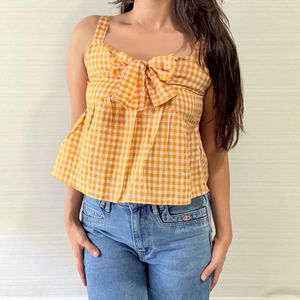 Yellow Gingham Bow Tank