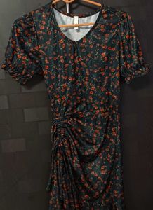 Ruched Floral Mini Dress