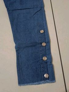 Button Detail Denim Pants