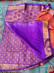 🎉🎉Elegant Purple Floral Saree With Blouse
