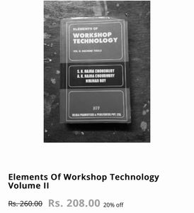 ELEMENTS OFWORKSHOPTECHNOLOGY- VOL : II