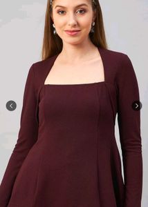 Maroon Fit & Flare Dress
