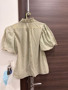 Italian Green Puff Sleeve Top