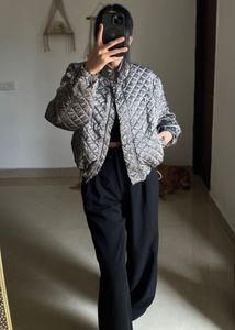METALLIC SILVER QUILTED BOMBER JACKET