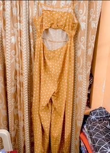 Shien Mustard Colour Back Designed Jumpsuit