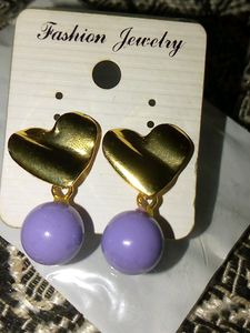 Trendy Golden Heart With Pearl Drop Korean Earring