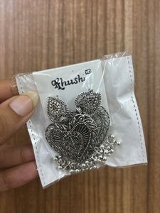 Boho Silver Heart Dangle Earrings