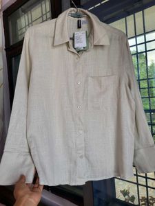 H&amp;M Linen Blend Oversized Shirt NEW/ XS