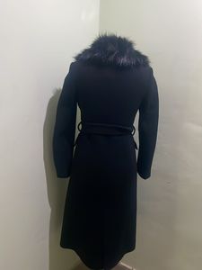 Black Over Coat With Detachable Fur